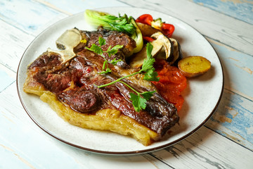 Beef dish in a restaurant