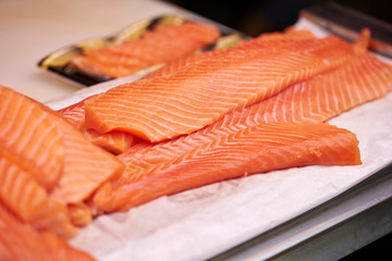 Salmon fish fillet in the kitchen 