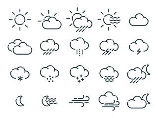 Weather forecast. Set of flat style icons