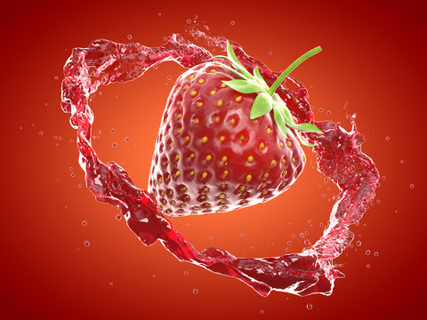 Naklejka 3d rendered food illustration of a stawberry splash