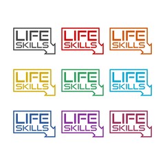 Writing note showing Life Skills color icon set isolated on white background