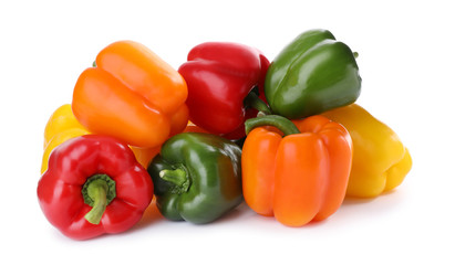 Fresh ripe bell peppers isolated on white
