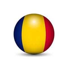 Fototapeta premium Flag of Romania in the form of a ball isolated on white background.