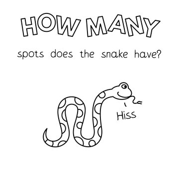 Cartoon Snake Counting Game Coloring Book