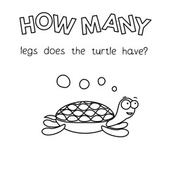 Cartoon Turtle Counting Game Coloring Book