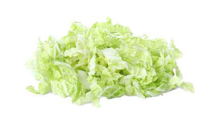 Fresh chopped Chinese cabbage isolated on white