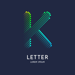 The letter K of the Latin alphabet. Display character in a bright contemporary style.