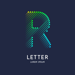 The letter R of the Latin alphabet. Display character in a bright contemporary style.