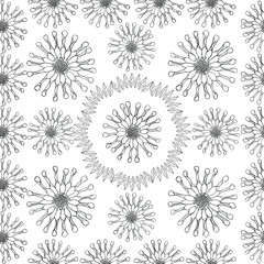 Seamless pattern of flowers on a white background. Coloring book for children and adults.