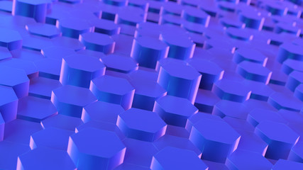 Obraz premium 3d rendered abstract synthwave style illustration of a geometrical pattern