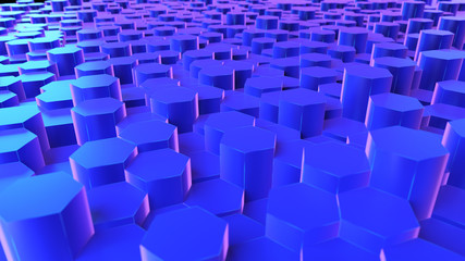 Obraz premium 3d rendered abstract synthwave style illustration of a geometrical pattern