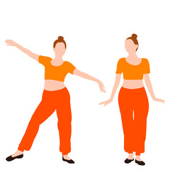 isolated, dancing girl in a flat style, set