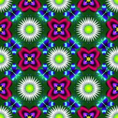 Seamless endless repeating multicolored bright ornament of different colors