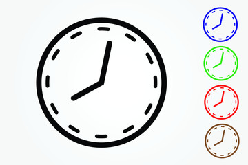 Colorful clock icons with circular shape on white background vector illustration for time management