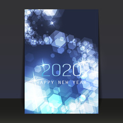 New Year Flyer, Card or Cover Design with Blurry Frozen Ice Crystals Pattern - 2020