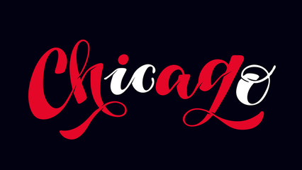 Chicago city label - cute hand drawn doodle lettering postcard banner