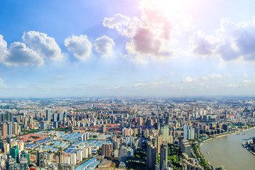Aerial view of Shanghai skyline,China.