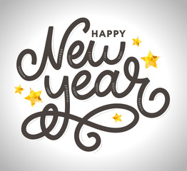 Happy New 2020 Year. Holiday Vector Illustration With Lettering Composition with burst Christmas