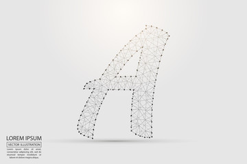 English letters abstract font consists 3d of triangles, lines, d