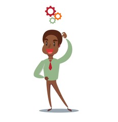 Fototapeta premium An african company officer with gear have a strong marketing strategy to share in company. Leadership concept. A Contemporary style . Vector flat