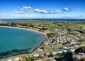 aerial view of the town of Stanley, Tasmania  - obrazy, fototapety, plakaty