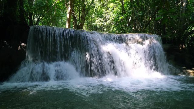Beautiful Huay Mae Kamin Waterfall at Kanchanaburi in Thailand