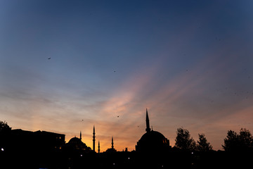 mosque at sunset