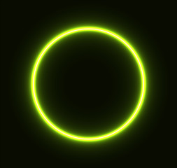  Green neon circle. Light abstraction geometric.