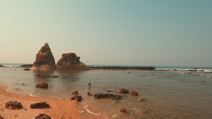 two large brown stones