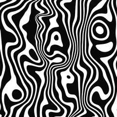 Abstract background from distorted black and white stripes and circles. For the design of invitation cards, brochures, presentations, textiles.