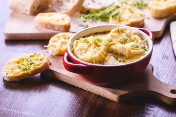 onion soup and toast with cheese