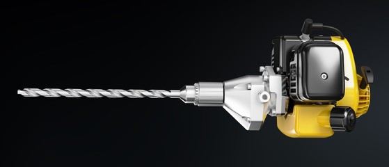 Yellow modern cordless power drill. 3d rendering