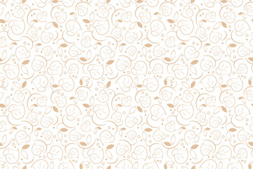 Leaf texture for textile. beige Floral seamless background. Vector.