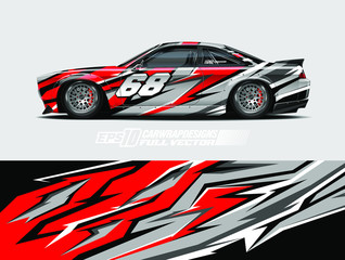 Car wrap decal designs. Abstract racing and sport background for car livery. Full vector eps 10.