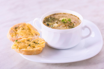 onion soup and toast with cheese