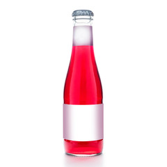 glass bottles with soda juice soda without labels and logos on a white background