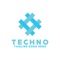 Obraz premium Techno Logo Design. Modern Technology Symbol. Digital Emblem Icon.