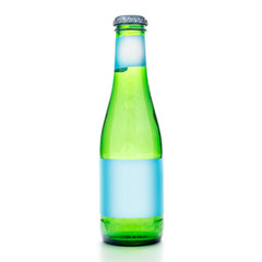 glass bottles with soda juice soda without labels and logos on a white background