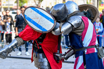 Knights competitions in the medieval battle.