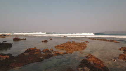 beautiful beach with big waves