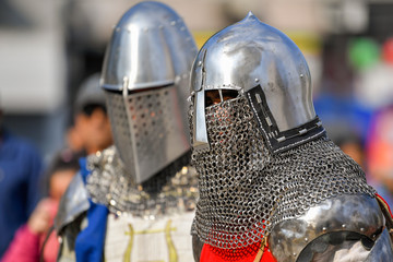 Knights competitions in the medieval battle.