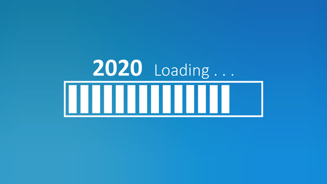 2020 Loading Computer  Ladebildschirm Jahreswechsel 2019 zu 2020
