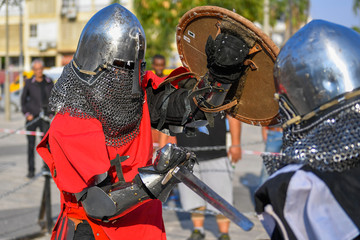 Knights competitions in the medieval battle.