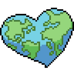 Obraz premium vector pixel art love earth