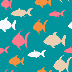 Sea pattern with fishes. Vector illustration for print design.