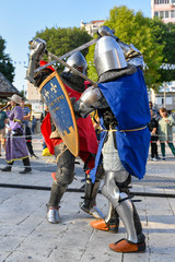Knights competitions in the medieval battle.