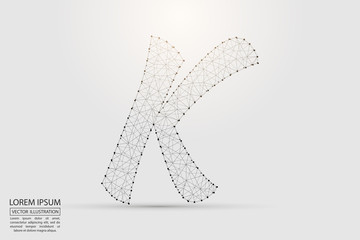 English letters abstract font consists 3d of triangles, lines, dots and connections. Vector illustration EPS 10.