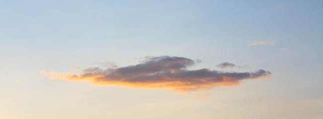 single cloud on twilight dusk sky background