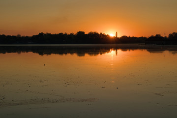 Obraz premium Sunset over the Palić lake