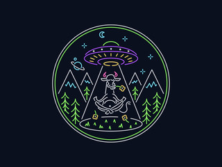 Meditating cow Levitation vector illustration © PennaPazza